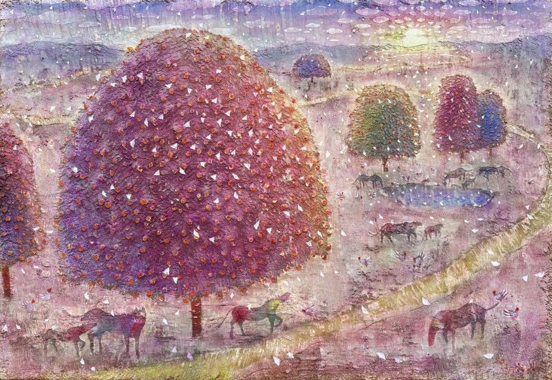 03_20M_弓手研平_朝陽に染まる道と林檎の木__2025_T